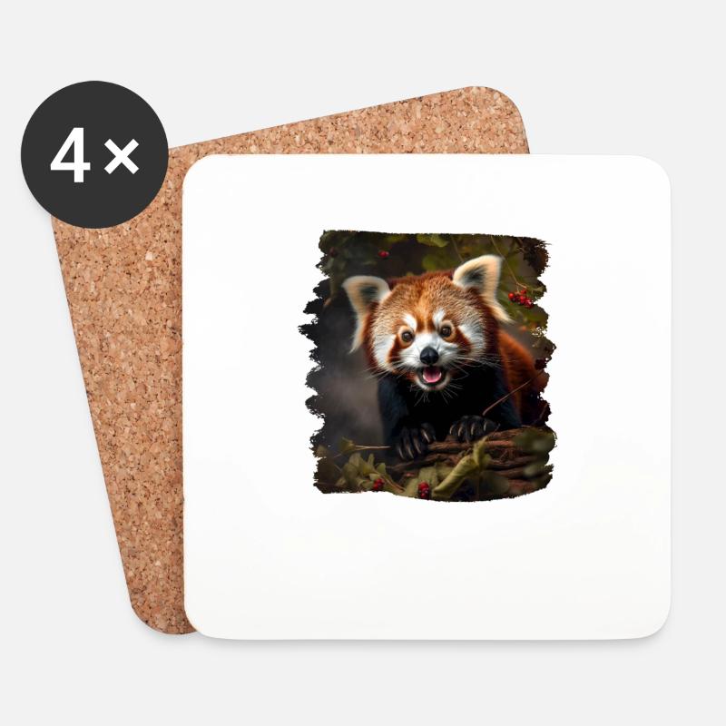 Kleiner Panda realistic Roter Panda Pandas - Untersetzer (4er-Set) - Weiß
