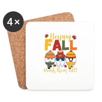 Joyeux automne, nettoyez-les tous, drôle de merci - Dessous de verre (lot de 4) - blanc - Devant