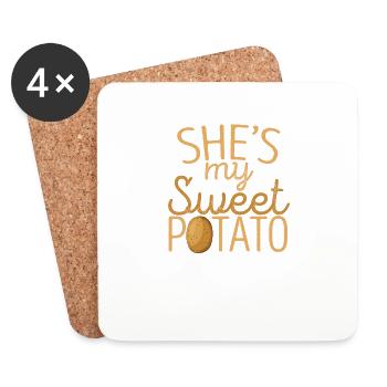 Elle est ma patate douce drôle de Thanksgiving - Dessous de verre (lot de 4) - blanc - Devant