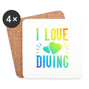 I love diving - Coasters (set of 4) - white - Front