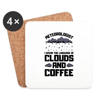 Jeu de mots météorologique pour météorologue que je vois - Dessous de verre (lot de 4) - blanc - Devant