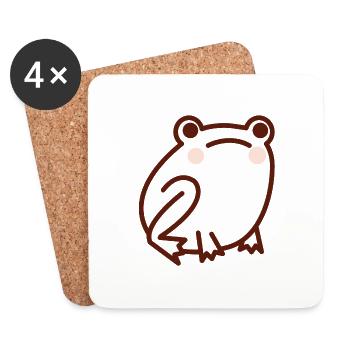 Cute Frog Simple Line Drawing - Coasters (set of 4) - white - Front