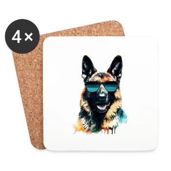 Deutscher Schäferhund - Untersetzer (4er-Set) - Weiß - Vorne