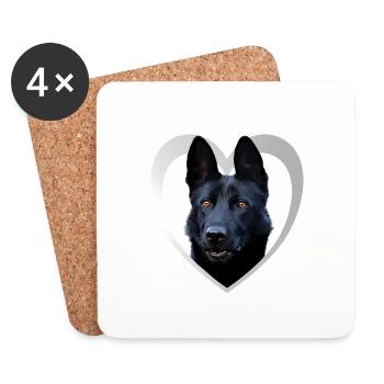 Hundeliebhaber - Hunde Herz Schwarzer Schäferhund - Untersetzer (4er-Set) - Weiß - Vorne