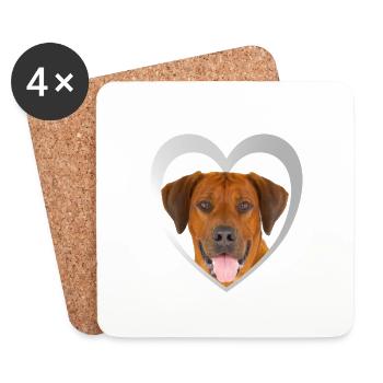Hundeliebhaber - Hunde Herz - Rhodesian Ridgeback - Untersetzer (4er-Set) - Weiß - Vorne