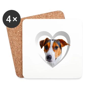 Amoureux des chiens - Dog Heart Parson Russell Terrier - Dessous de verre (lot de 4) - blanc - Devant