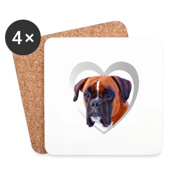 Hundeliebhaber - Hunde Herz - Deutscher Boxer - Untersetzer (4er-Set) - Weiß - Vorne