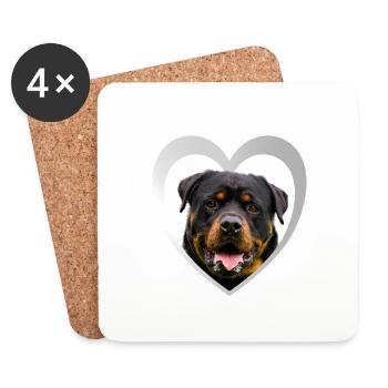Dog Lovers - Dogs Heart - Rottweiler - Coasters (set of 4) - white - Front