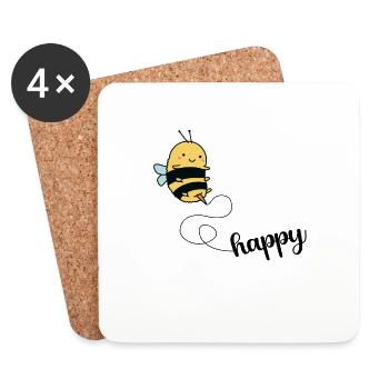 Bee Happy - Untersetzer (4er-Set) - Weiß - Vorne