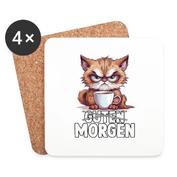 Kuschelshirt Lustige Katzen Sprüche Morgenmuffel - Untersetzer (4er-Set) - Weiß - Vorne