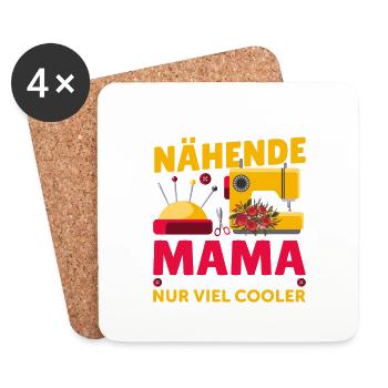 Ich bin eine nähende Mama wie eine normale Mama... - Untersetzer (4er-Set) - Weiß - Vorne