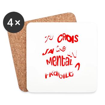tee shirt humour - Dessous de verre (lot de 4) - blanc - Devant