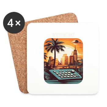 Comptable Vintage Sunset Comptabilité Graduation - Dessous de verre (lot de 4) - blanc - Devant