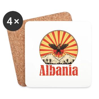 Albanie Drapeau albanais Vintage Coucher de soleil Souvenir - Dessous de verre (lot de 4) - blanc - Devant