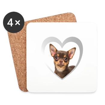 Dog Lovers - Dogs Heart - Chihuahua - Coasters (set of 4) - white - Front