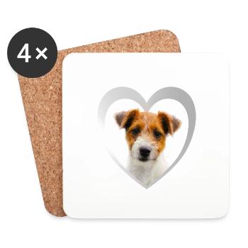 Dog Lovers - Dogs Heart - Jack Russel Terrier - Coasters (set of 4) - white - Front