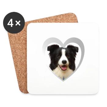 Dog Lovers - Dogs Heart - Border Collie - Coasters (set of 4) - white - Front