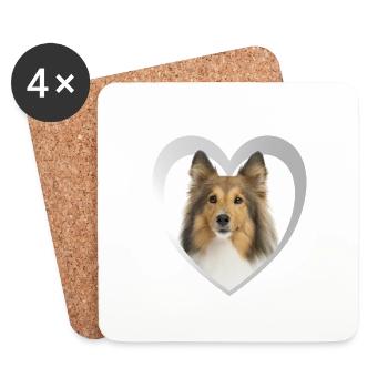 Dog Lovers - Dogs Heart - Sheltie - Coasters (set of 4) - white - Front