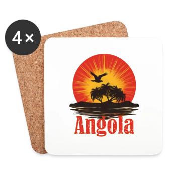 Angola Drapeau angolais Vintage Coucher de soleil Souvenir Fierté - Dessous de verre (lot de 4) - blanc - Devant