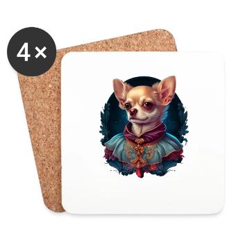 Chihuahua - Dame Anglaise Robe Chien - Dessous de verre (lot de 4) - blanc - Devant