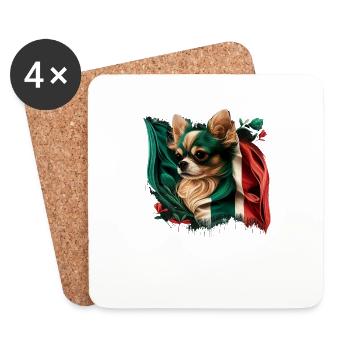 Chihuahua - Italien Flagge Italienisch Lustig Hund - Untersetzer (4er-Set) - Weiß - Vorne