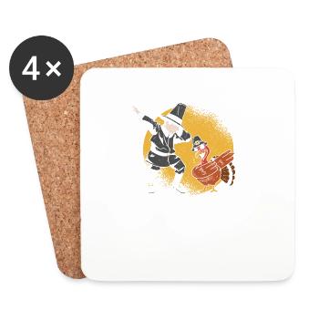 Dabbing Pilgrim Turkey Thanksgiving Day Funny Dab - Dessous de verre (lot de 4) - blanc - Devant