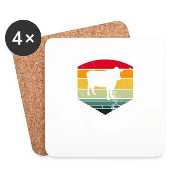 Kuh Landwirt Retro Geschenk - Untersetzer (4er-Set) - Weiß - Vorne