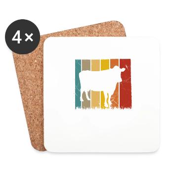 Kuh Landwirt Retro Geschenk - Untersetzer (4er-Set) - Weiß - Vorne