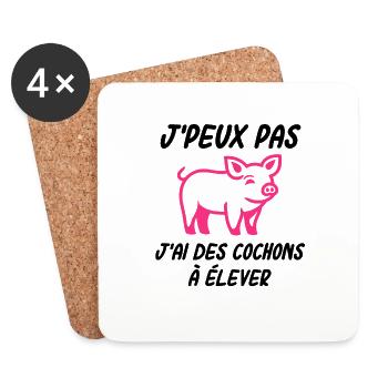 Eleveur de cochon - Dessous de verre (lot de 4) - blanc - Devant