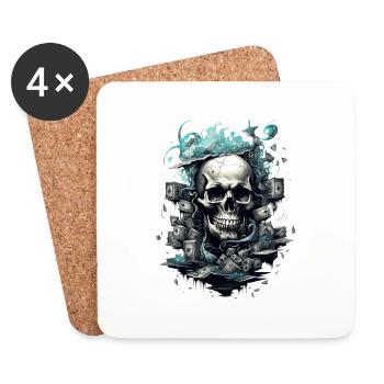 Skull Abstract Street Art - Coasters (set of 4) - white - Front