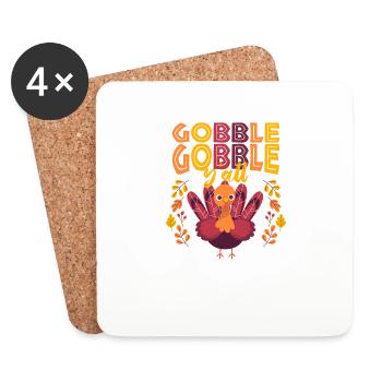 Gobble Gobble Y'all Happy Turkey Day Funny Thanks - Untersetzer (4er-Set) - Weiß - Vorne