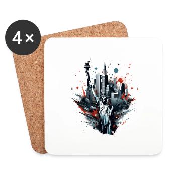 New York City Statue of Liberty skyscraper - Coasters (set of 4) - white - Front
