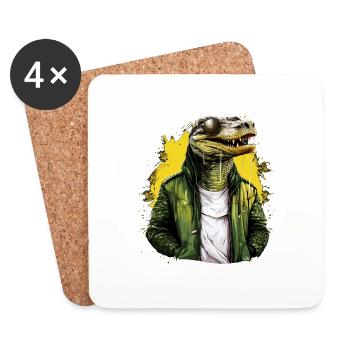 Street style crocodile | Crocodile lovers - Coasters (set of 4) - white - Front