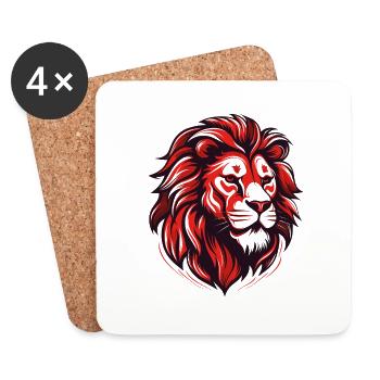 Lion rouge du Luxembourg - Dessous de verre (lot de 4) - blanc - Devant