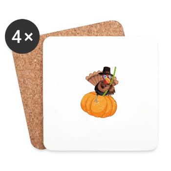 Ich kam wie ein Butterball Thanksgiving Kürbis - Untersetzer (4er-Set) - Weiß - Vorne