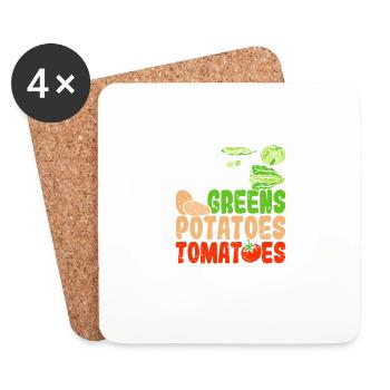 Regardez, j’ai des haricots, des légumes verts, des pommes de terre - Dessous de verre (lot de 4) - blanc - Devant