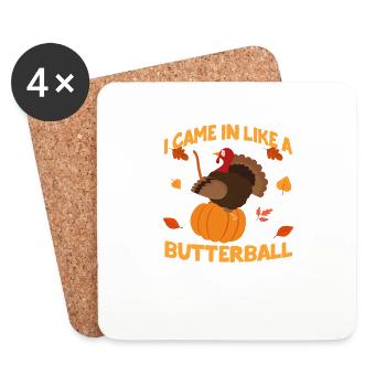 Je suis venu comme une citrouille de Thanksgiving Butterball - Dessous de verre (lot de 4) - blanc - Devant