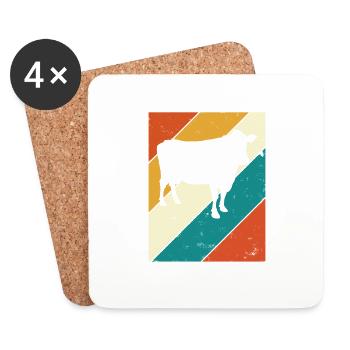 Kuh Retro Muh Landwirt Milch Bauernhof Geschenk - Untersetzer (4er-Set) - Weiß - Vorne