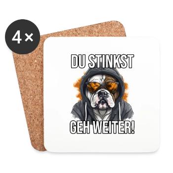 Lustiger Bulldogge Spruch Deutscher Hundebesitzer - Untersetzer (4er-Set) - Weiß - Vorne