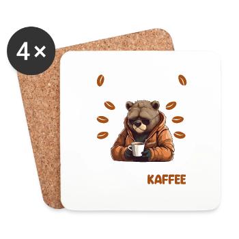 Kaffee Redet Nicht Beruf Job Spruch Morgenmuffel - Untersetzer (4er-Set) - Weiß - Vorne