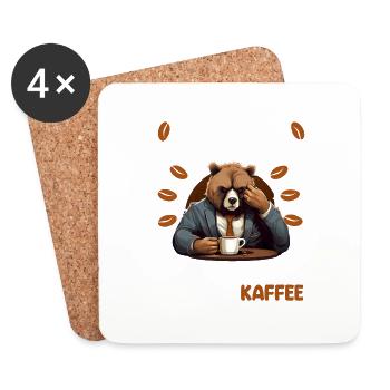 Kaffee Redet Nicht Beruf Job Spruch Morgenmuffel - Untersetzer (4er-Set) - Weiß - Vorne