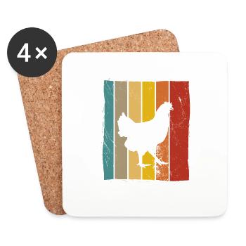 Poulet Poulets Coq Farmer Retro Farm Cadeau - Dessous de verre (lot de 4) - blanc - Devant
