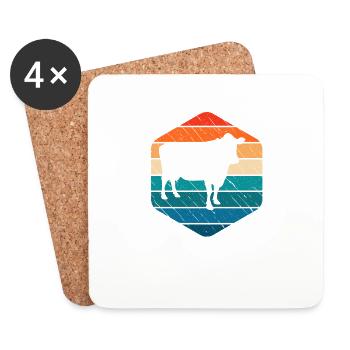 Cow Retro Moo Farmer Milk Farm Gift - Coasters (set of 4) - white - Front
