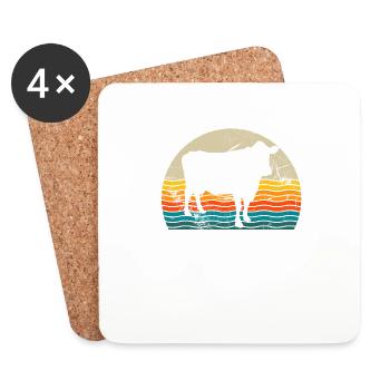 Kuh Tier Bauer Muh Retro Bauernhof Geschenk - Untersetzer (4er-Set) - Weiß - Vorne