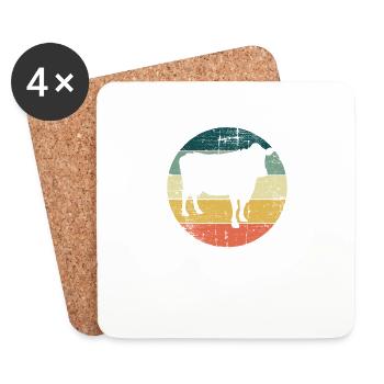 Kuh Retro Muh Landwirt Milch Bauernhof Geschenk - Untersetzer (4er-Set) - Weiß - Vorne