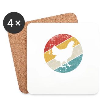 Poulet Poulets Coq Farmer Retro Farm Cadeau - Dessous de verre (lot de 4) - blanc - Devant