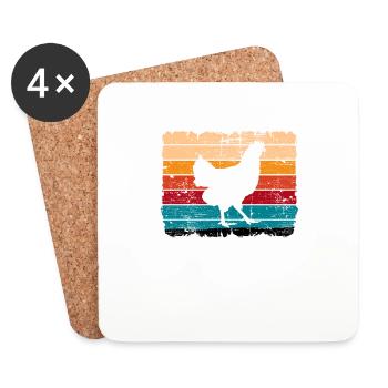Poulet Poulets Coq Farmer Retro Farm Cadeau - Dessous de verre (lot de 4) - blanc - Devant