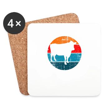 Cow Retro Moo Farmer Milk Farm Gift - Coasters (set of 4) - white - Front