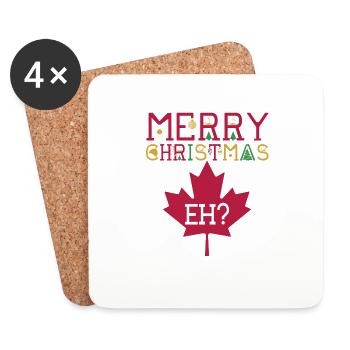 Joyeux Noël! Vacances du Canada Familles d’hiver - Dessous de verre (lot de 4) - blanc - Devant