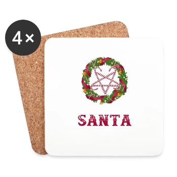 Je vous salue Père Noël Candy Cane Noël Noël - Dessous de verre (lot de 4) - blanc - Devant